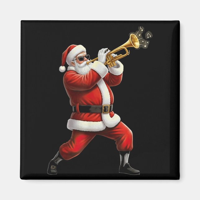 Funny Trumpet Santa Christmas Graphic Player Trump Magnet (Vorne)