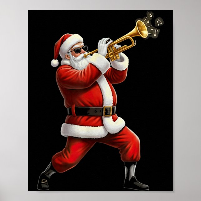 Funny Trumpet Santa Christmas Graphic Player Trump Poster (Vorne)