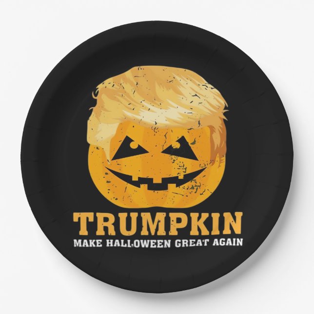 Funny Trumpkin macht Halloween wieder groß Pappteller (Vorderseite)