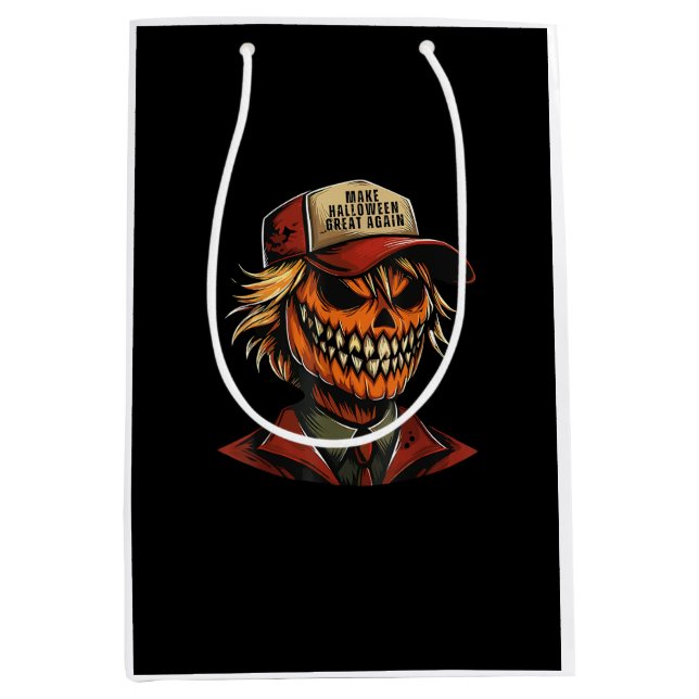 Funny Trumpkin Pumpkin Skeleton Make Halloween Gre Mittlere Geschenktüte (Vorderseite)