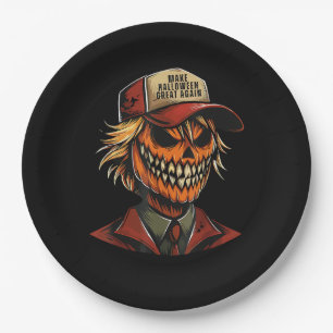 Funny Trumpkin Pumpkin Skeleton Make Halloween Gre Pappteller