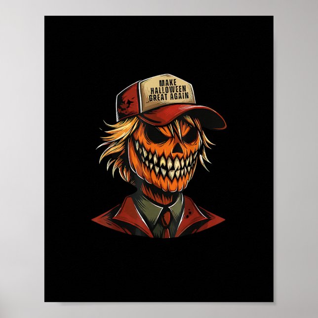 Funny Trumpkin Pumpkin Skeleton Make Halloween Gre Poster (Vorne)