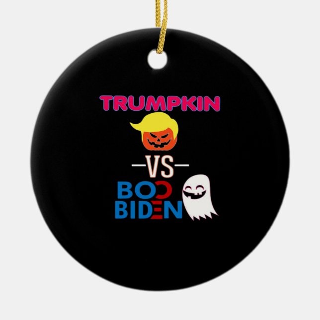 Funny Trumpkin Vs Boo Biden Halloween Design Class Keramik Ornament (Vorne)