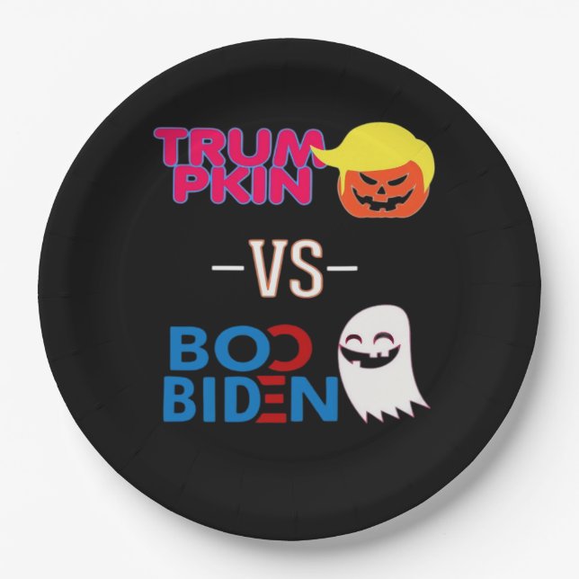 Funny Trumpkin Vs Boo Biden Halloween Design Class Pappteller (Vorderseite)