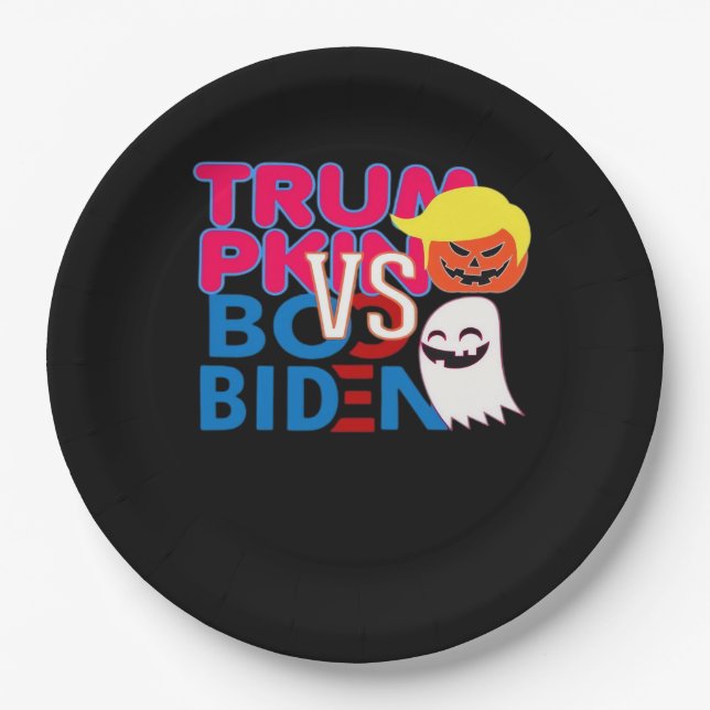 Funny Trumpkin Vs Boo Biden Halloween Design Class Pappteller (Vorderseite)