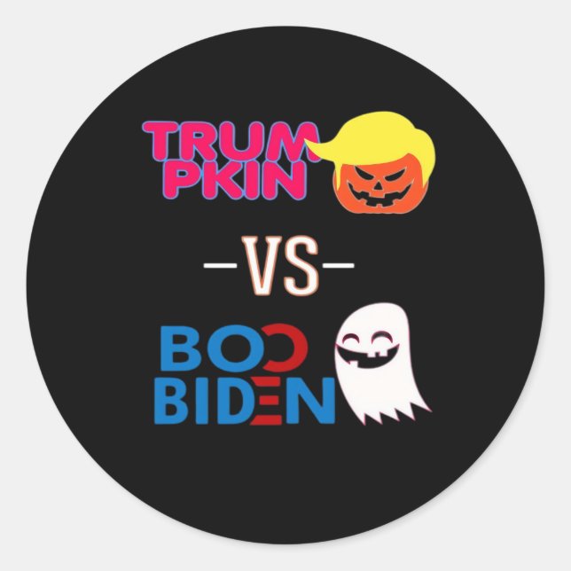 Funny Trumpkin Vs Boo Biden Halloween Design Class Runder Aufkleber (Vorderseite)