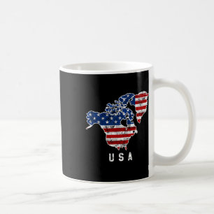 Funny Trumps Vision der USA-Karte mit Kanada und Kaffeetasse