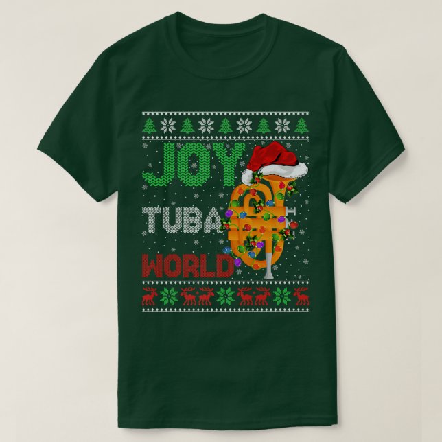 Funny Tuba Music Lover Ulgy Joy Tuba World Christm T-Shirt (Design vorne)