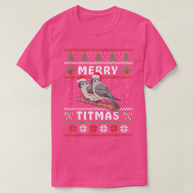 Funny Tufmouse Merry Titmas Geschenk Bird-Uhr T-Shirt (Design vorne)
