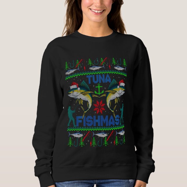 Funny Tuna Fischen Ugly Christmas Sweater Sweatshirt (Vorderseite)