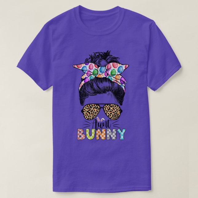 Funny Tunt Bunny Leopard Messy Bun Happy Easter Da T-Shirt (Design vorne)