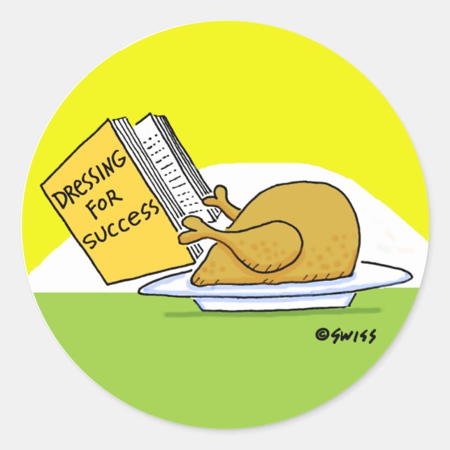 Funny Turkey Cartoon Erntedank oder Weihnachten  Runder Aufkleber (Vorderseite)