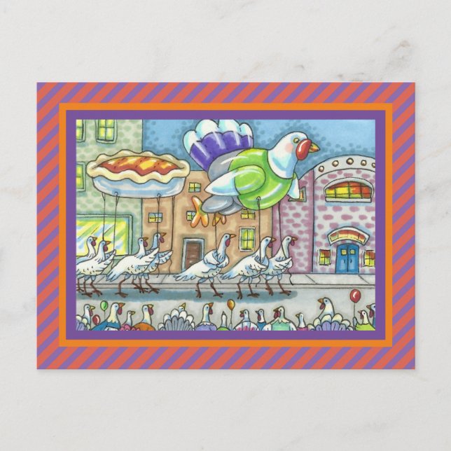 FUNNY TÜRKEY DAY PARADE HELIUM BALLOONS POSTKARTE (Vorderseite)