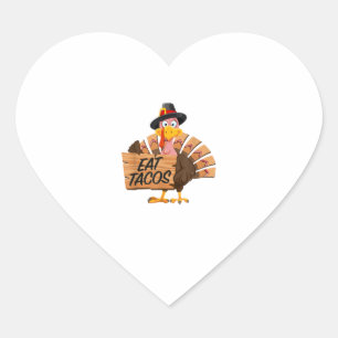 Funny Turkey Erntedank Eat Tacos Vegan Pilgrim Herz-Aufkleber
