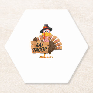 Funny Turkey Erntedank Eat Tacos Vegan Pilgrim Untersetzer