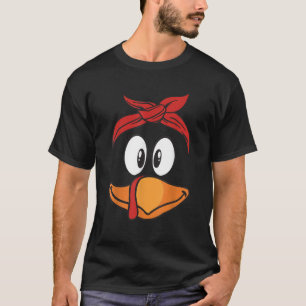 Funny Turkey Face Femme mit Bandana Erntedank T-Shirt