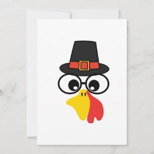 Funny Turkey Face für Erntedank Einladung