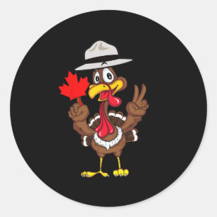 Funny Turkey Grafik Kanada Flaggen Happy Canadian  Runder Aufkleber