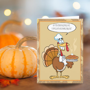 Funny Turkey Happy Thanksgiving Serving Pie Card Feiertagskarte