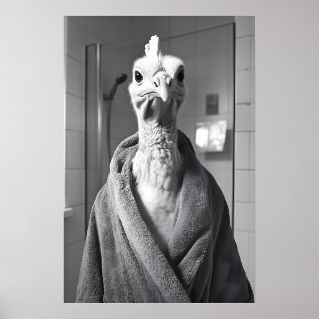 Funny Turkey in Bathrobe Print, Rustic Farmhouse Poster (Vorne)