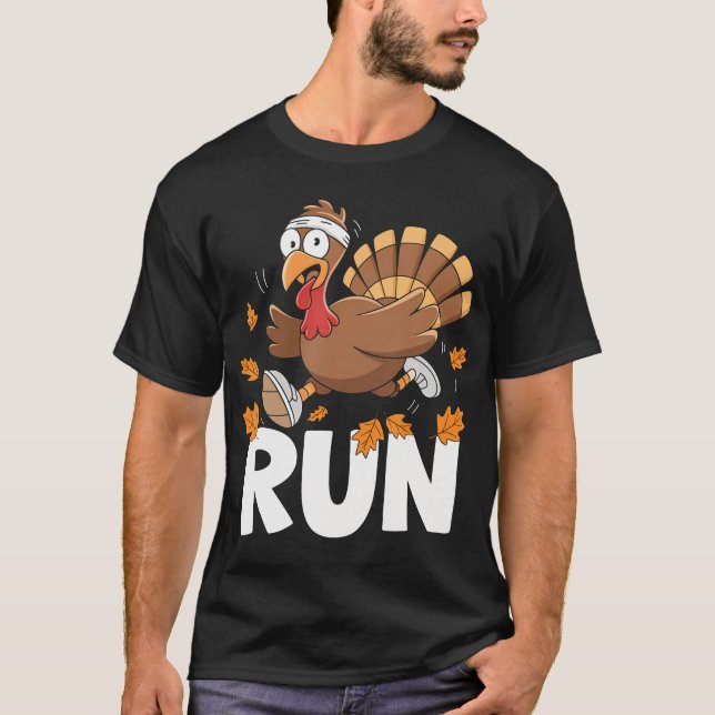 Funny Turkey Lauf Erntedank Kostüm Laufen T-Shirt (Vorderseite)
