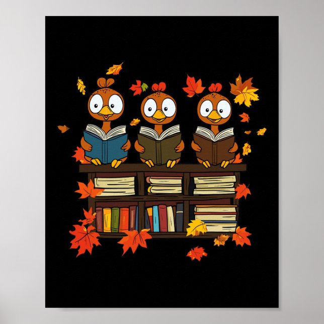 Funny Turkey Lesen Buch Bibliothekare Broschüre Da Poster (Vorne)