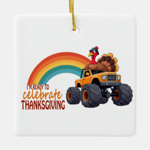 Funny Turkey Monster Truck Erntedank Ornament