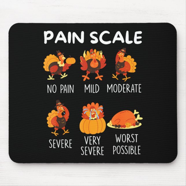 Funny Turkey Pain Scale Thanksgiving Cna Er Nurse  Mousepad (Vorne)