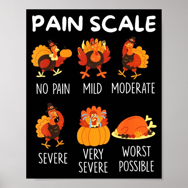 Funny Turkey Pain Scale Thanksgiving Cna Er Nurse  Poster (Vorne)