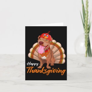 Funny Turkey Pitbull Dog Maple Leaf Fall Vibes Tha Karte