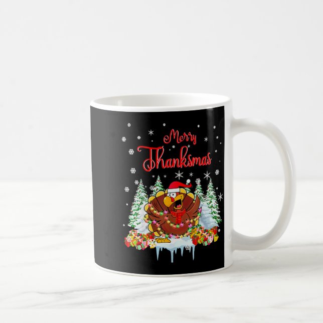 Funny Turkey Santa Merry Thanksmas Christmas Thank Kaffeetasse (Rechts)