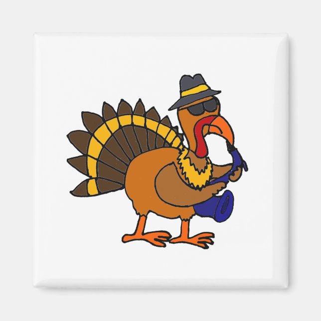 Funny Turkey spielt Saxophon Magnet (Vorne)