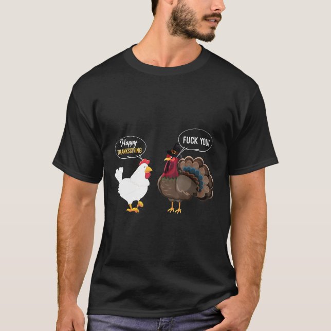 Funny Turkey Vs Chicken Erntedank Kostüm Geschenk T-Shirt (Vorderseite)