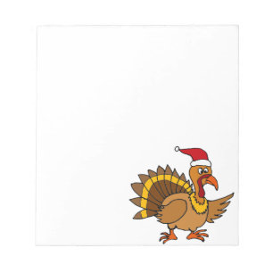 Funny Turkey Wear Red Weihnachtsmannmütze Weihnach Notizblock