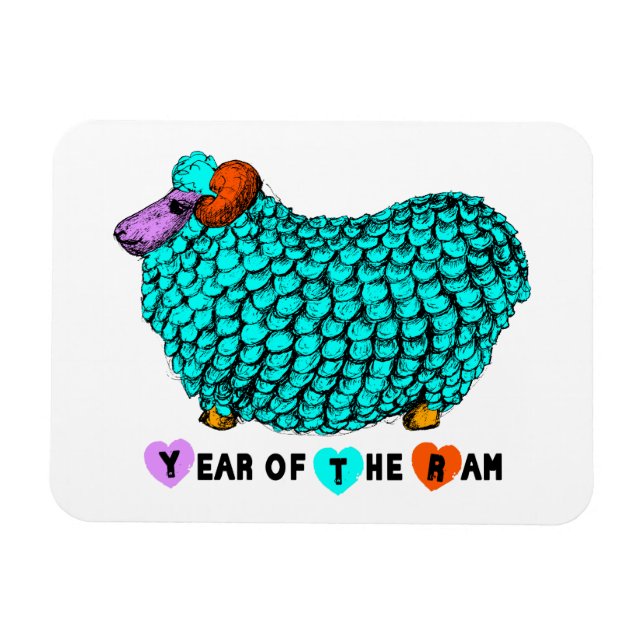 Funny Türkise Ram Chinese Year Zodiac P Magnet (Horizontal)