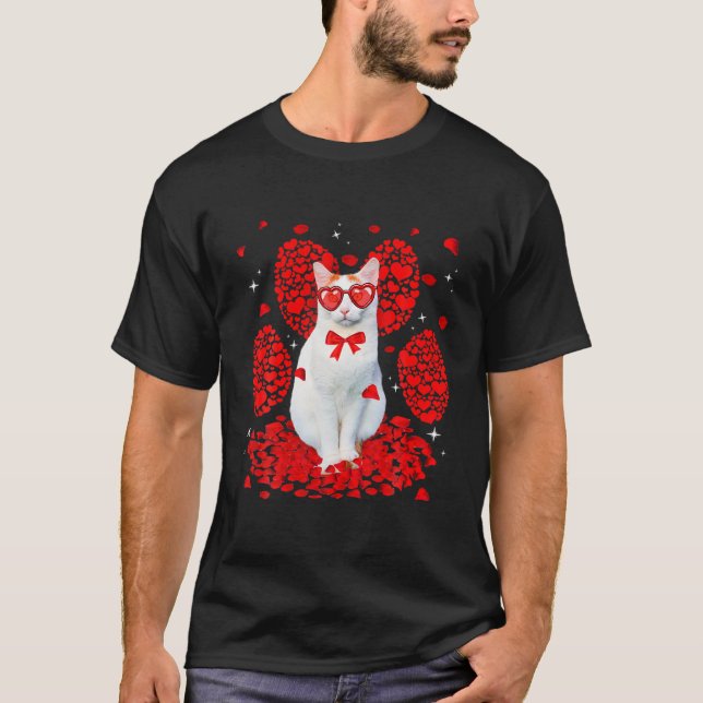 Funny Turkish Van Cat Valentine Paw Herzkatzenkatz T-Shirt (Vorderseite)