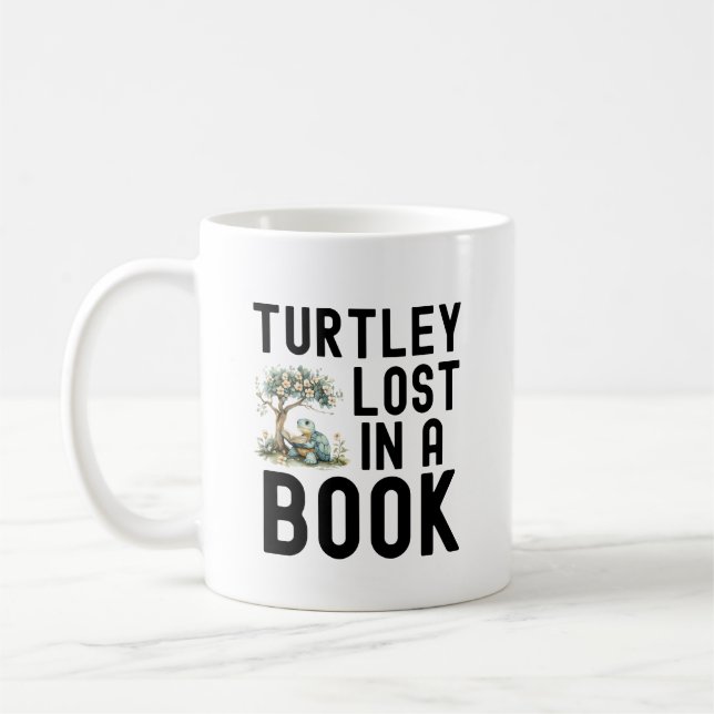 Funny Turtle Book Lover Zitat Kaffeetasse (Links)