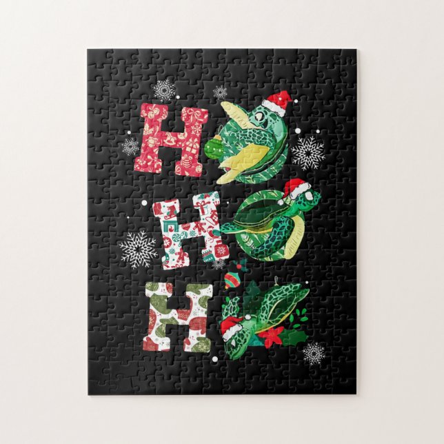 Funny Turtle Christmas Liebhaber Puzzle (Vertikal)