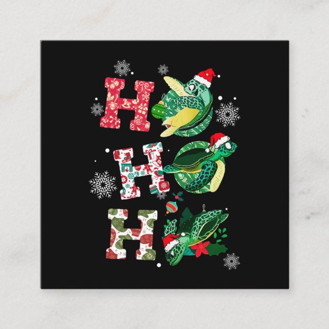Funny Turtle Christmas Liebhaber Quadratische Visitenkarte (Vorderseite)