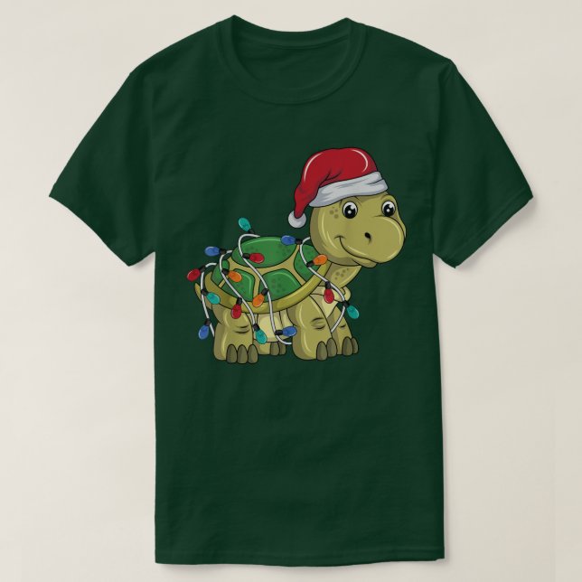 Funny Turtle Christmas Lights Christmas Turtle San T-Shirt (Design vorne)