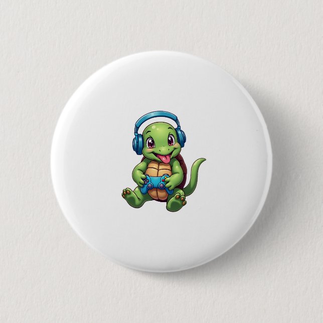 Funny Turtle Gamer Gaming Turtles Video Game (1) Button (Vorderseite)