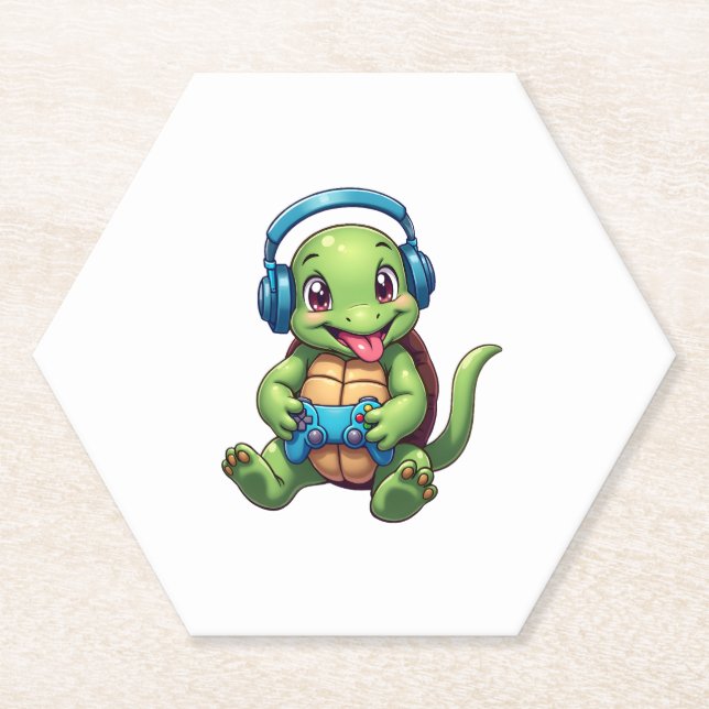 Funny Turtle Gamer Gaming Turtles Video Game (1) Untersetzer (Vorderseite)