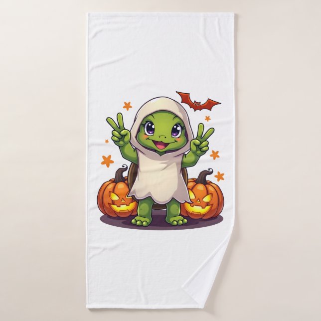 Funny Turtle Ghost Pumpkin Boo Halloween Kids Mens Badehandtuch (Badehandtuch)