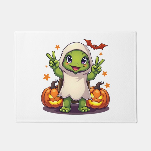 Funny Turtle Ghost Pumpkin Boo Halloween Kids Mens Fußmatte (Vorderseite)