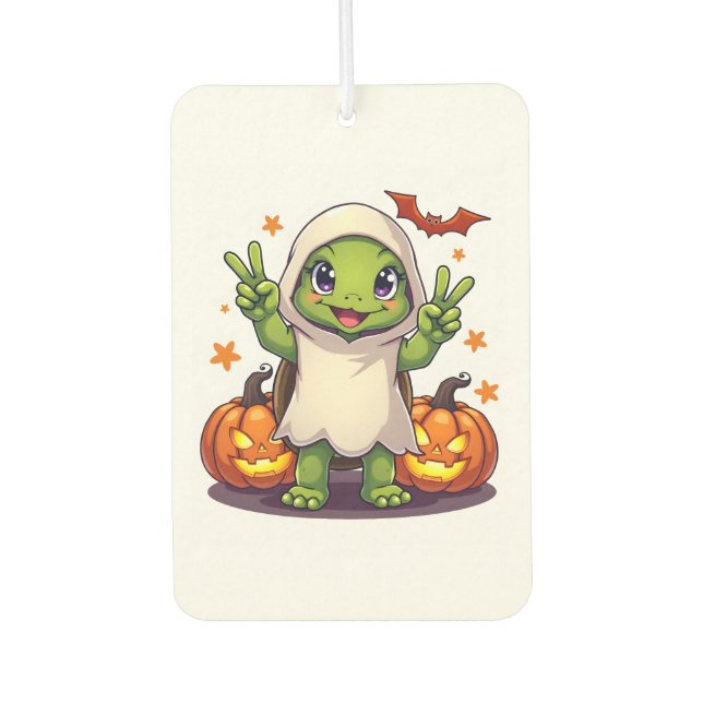 Funny Turtle Ghost Pumpkin Boo Halloween Kinder Me Autolufterfrischer (Vorderseite)