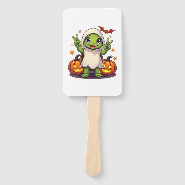 Funny Turtle Ghost Pumpkin Boo Halloween Kinder Me Fächer (Vorderseite)
