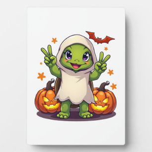 Funny Turtle Ghost Pumpkin Boo Halloween Kinder Me Fotoplatte