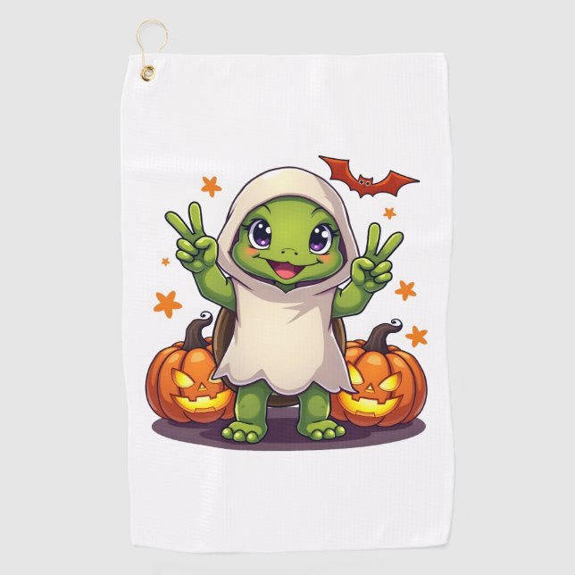 Funny Turtle Ghost Pumpkin Boo Halloween Kinder Me Golfhandtuch (Vorderseite)