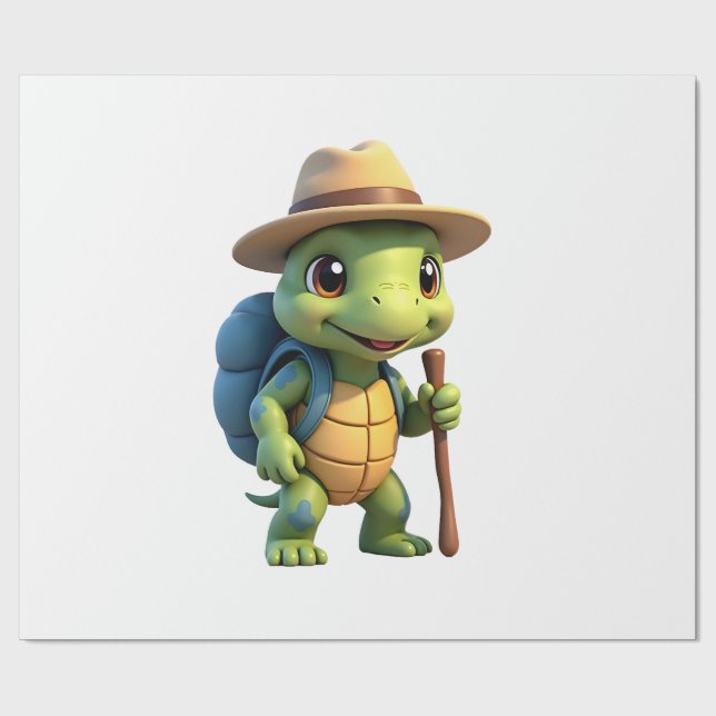 Funny Turtle Hiking Graphic Camping Lover Adventur Geschenkpapier (Flach)