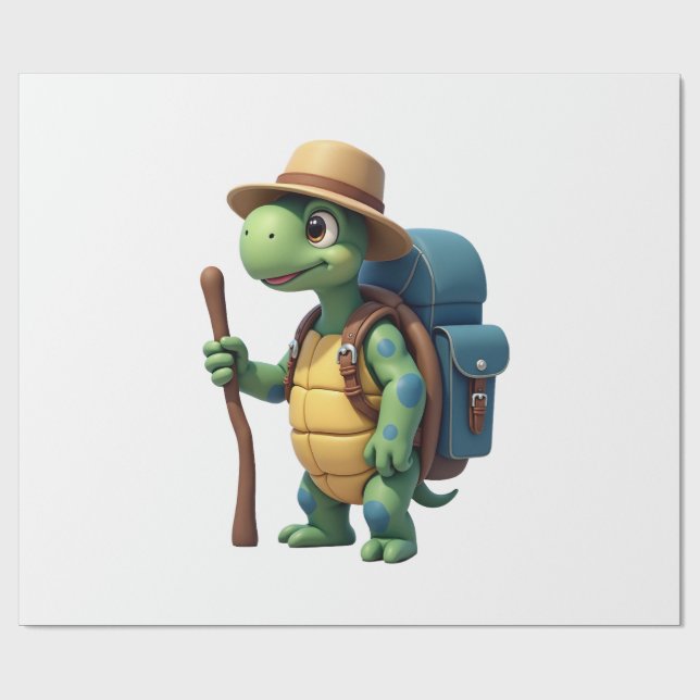 Funny Turtle Hiking Graphic Camping Lover Adventur Geschenkpapier (Flach)